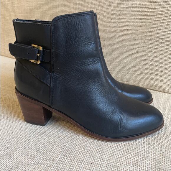 Sam Edelman "Marlene" Black Leather Buckle Round Toe Ankle Booties Size 9.5 M - Picture 10 of 10